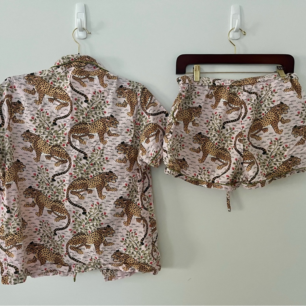 Printfresh Pink and Green Leopard Print Pajama Set - Picture 2 of 5